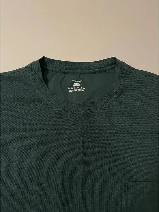 FIOBOC Pocket T Shirt Mens 3XL Dark Green Crew Neck Everyday Basic Tee Cotton - Picture 2 of 6
